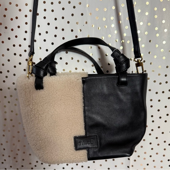 STAUD Ida Mini Leather & Genuine Shearling Tote Bag - Picture 3 of 10